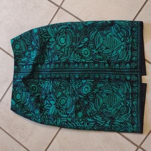 Carlisle emerald green embroidered pencil skirt with back slit